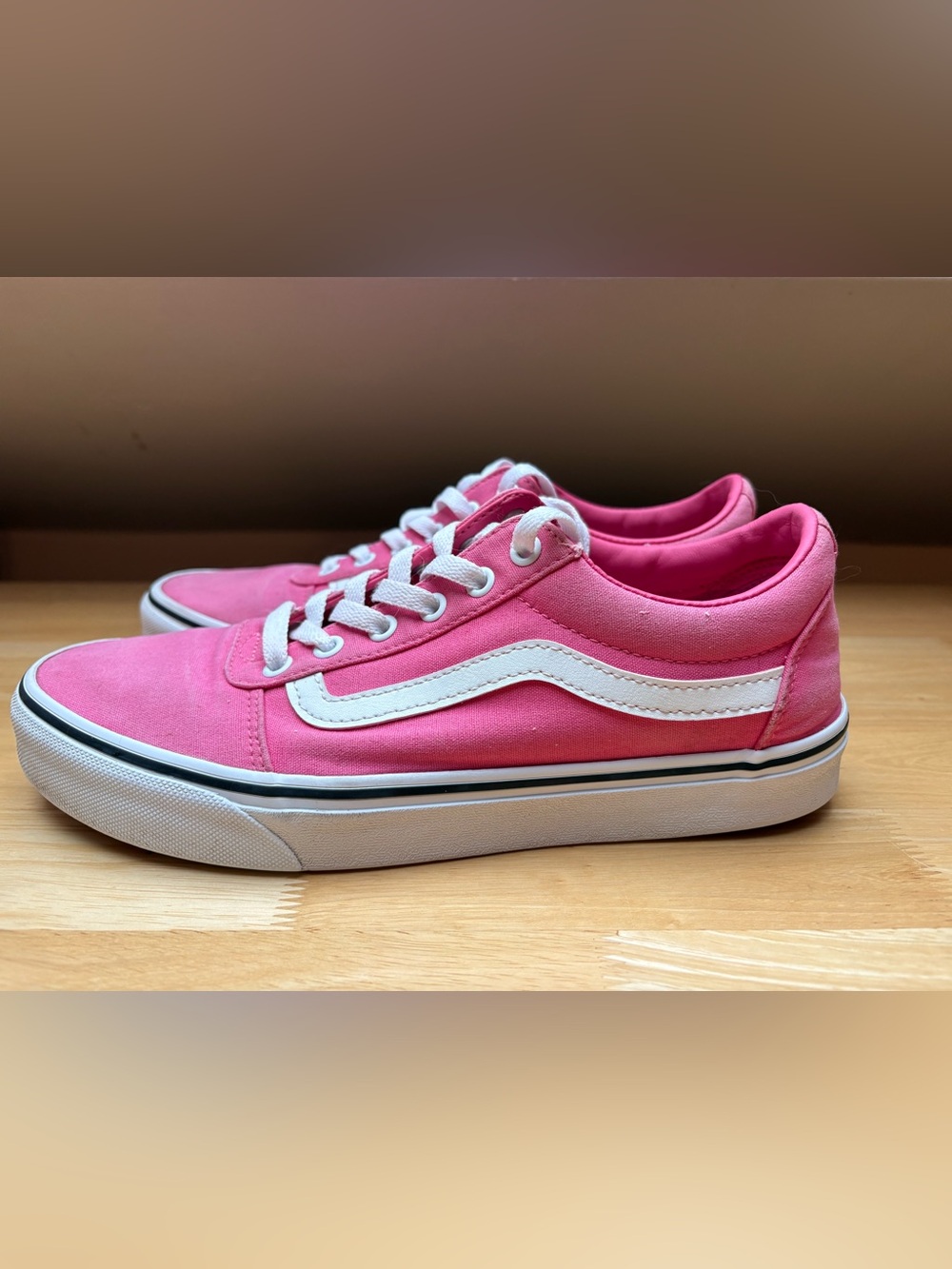 Vans Pink Old Skool Low-Top Sneakers with White Stripe | Women’s Sz 10